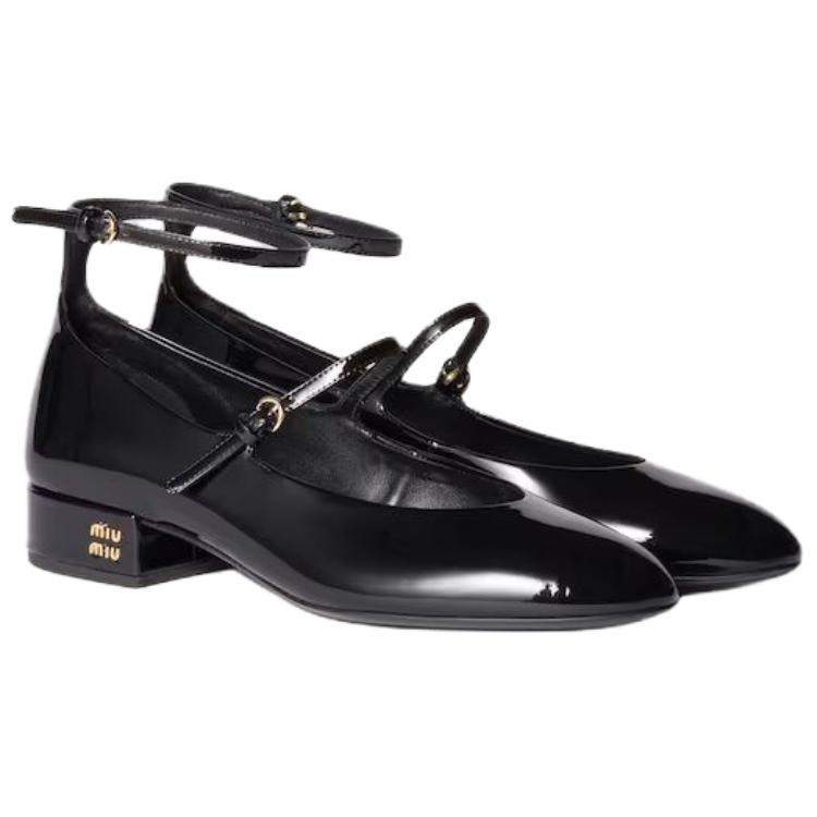 MIU MIU Туфли Mary Jane на массивном каблуке женские черные — фото 4