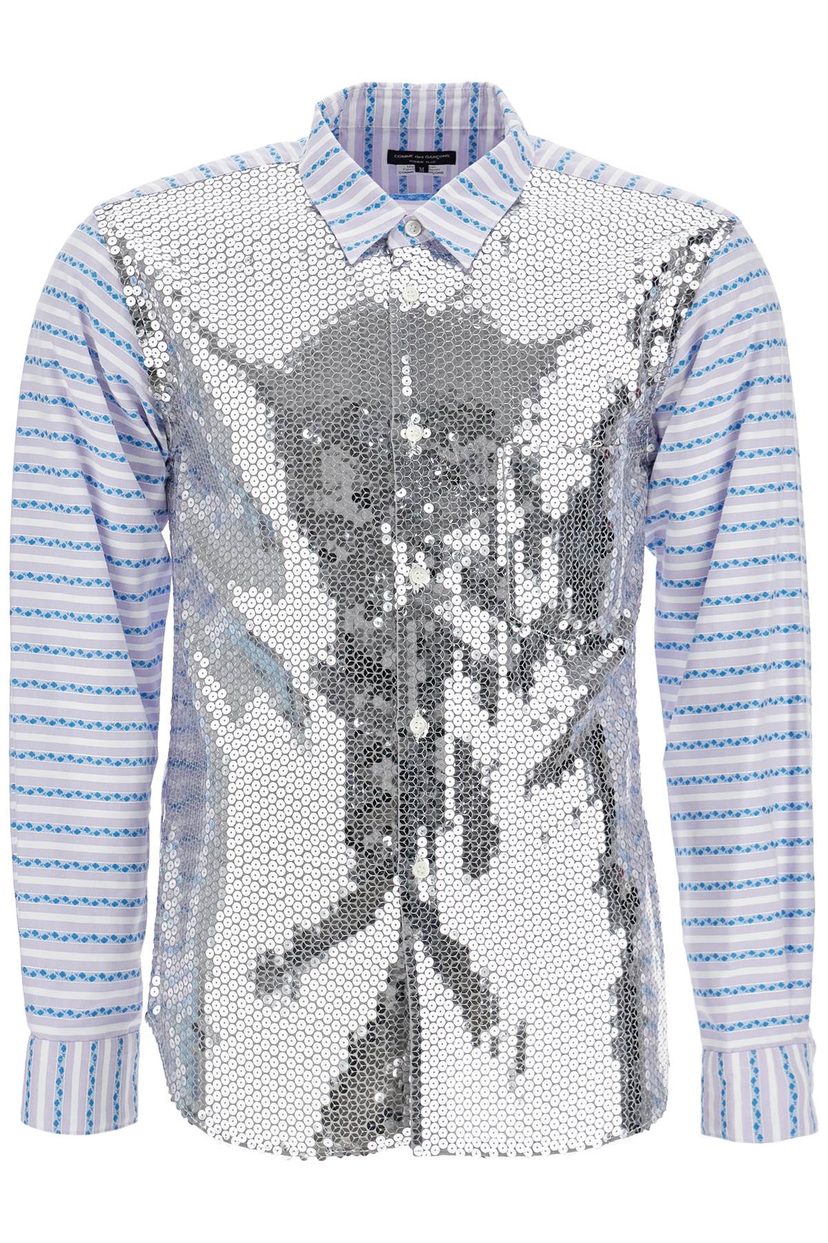 

Мужская жаккардовая рубашка Comme Des Garcons Homme Plus с пайетками, серебряный
