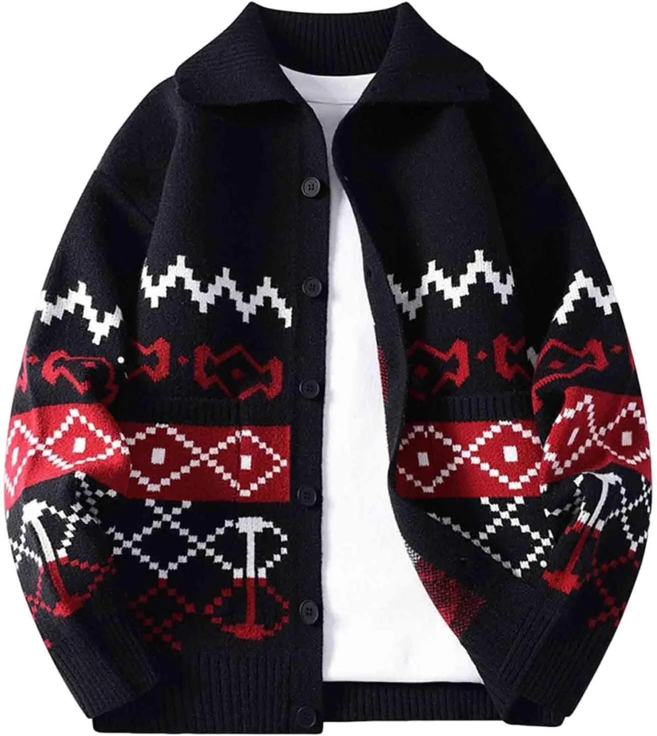 

Мужской кардиган с ажурным узором и воротником-шалью