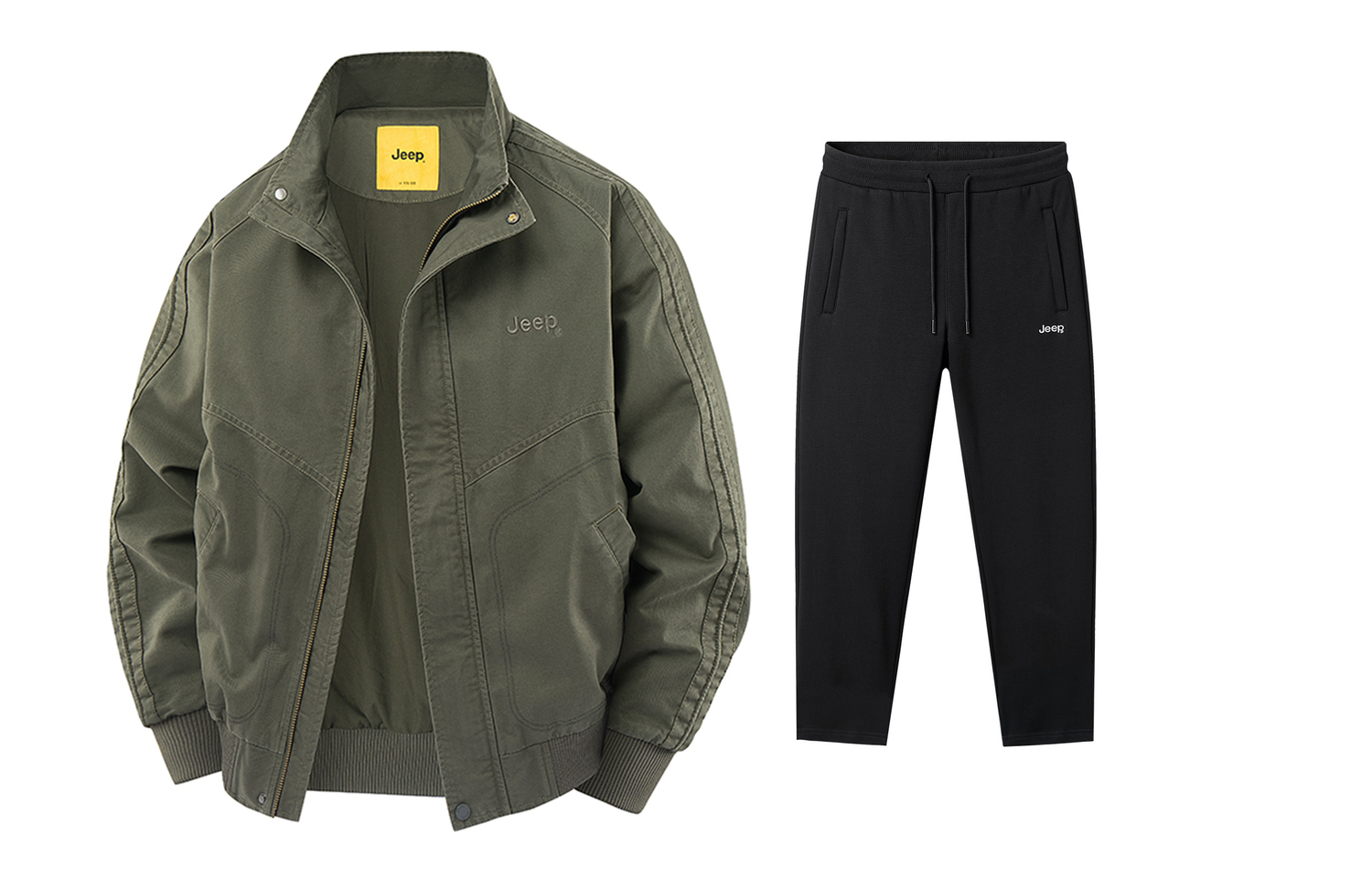 

Повседневная спортивная одежда Unisex с воротником стойкой умеренная Jeep, army зеленый+черный fleece-lined casual pants