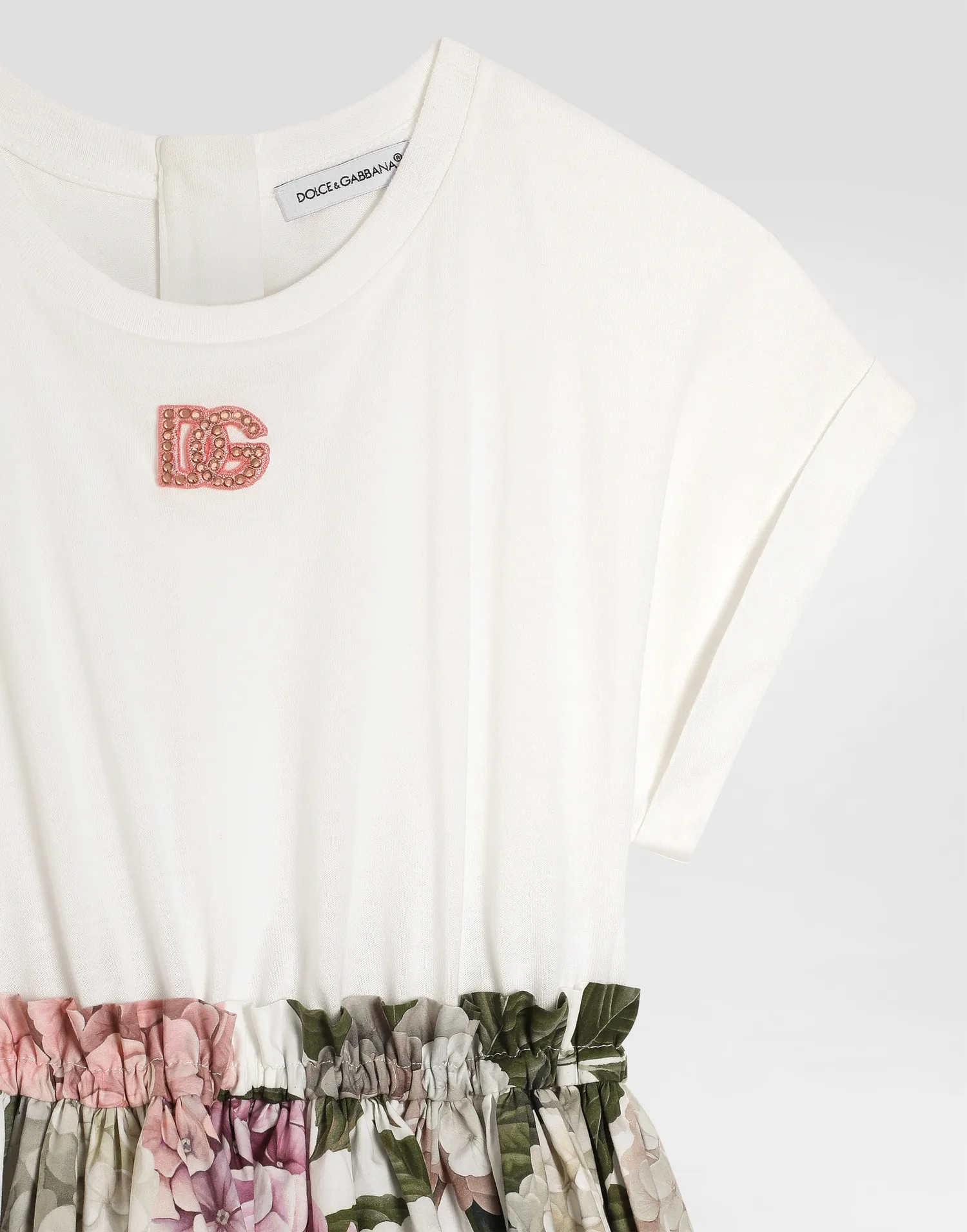 Платье джерси с принтом гортензии DOLCE & GABBANA, белый — фото 3