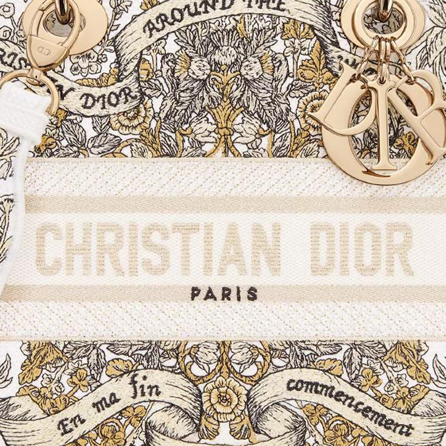 DIOR Леди D Lite хлопковая женская сумка через плечо поясная сумка среднего размера молочно-белый — фото 3