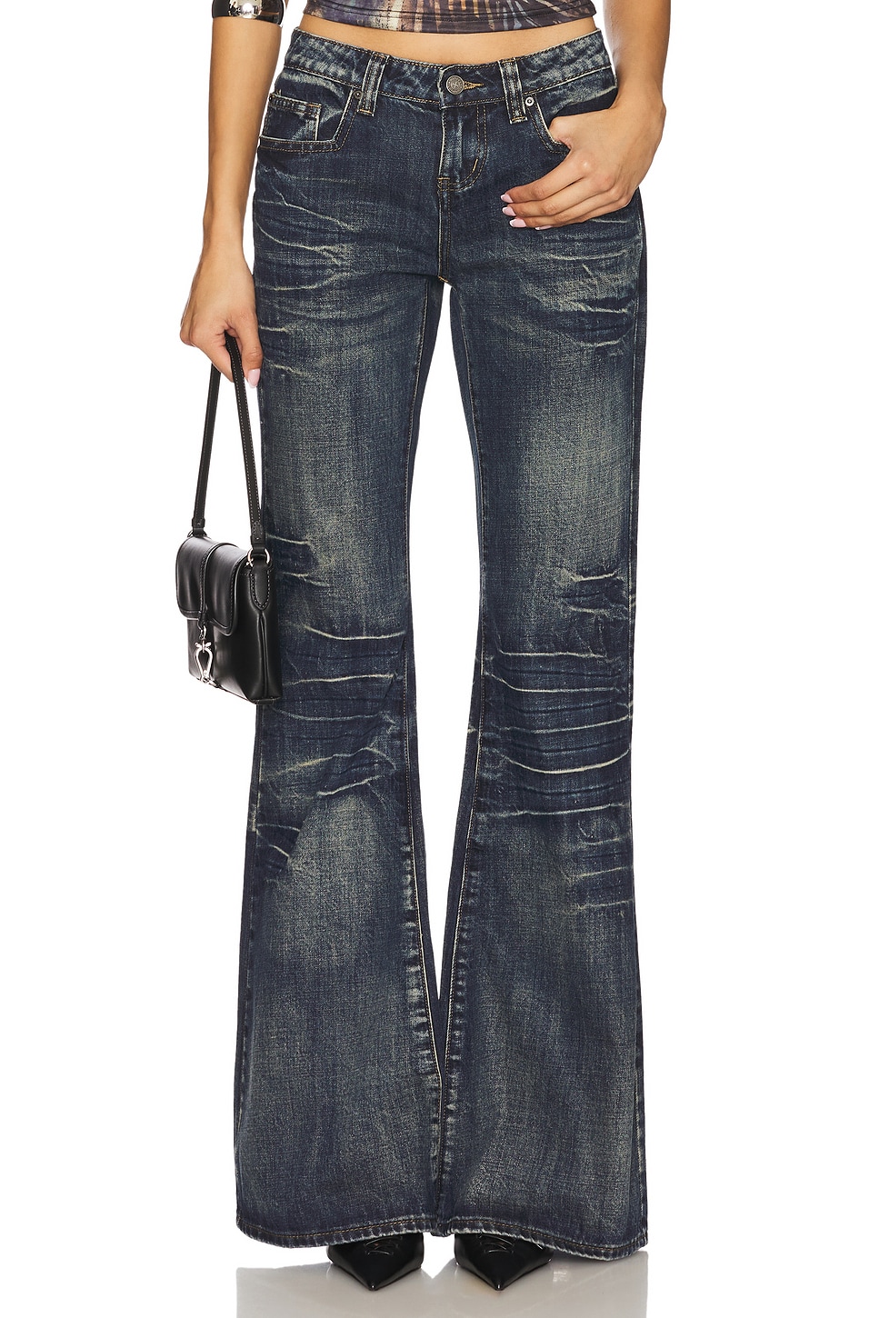 

Джинсы с расклешенными штанинами Extreme blue wash от Jaded London, dark denim
