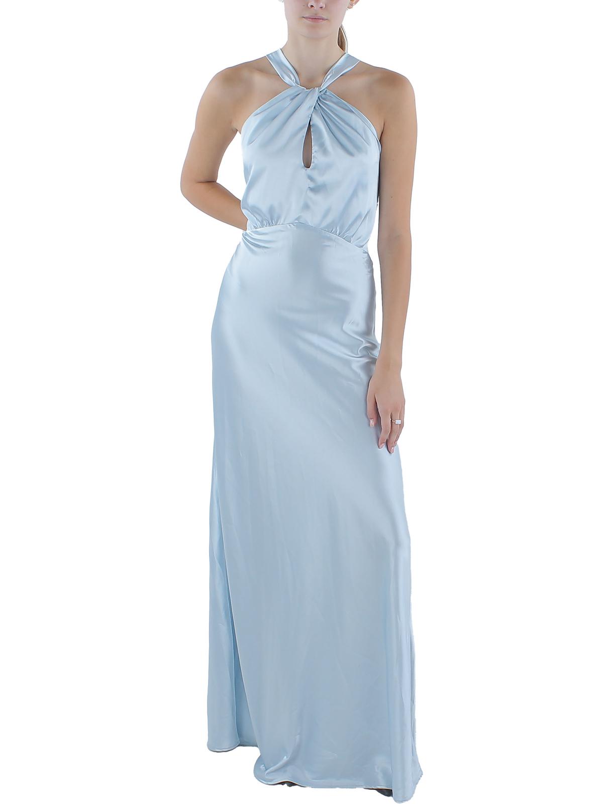 

Женское атласное платье-комбинация с перекрученным передом Ava + Esme, синий