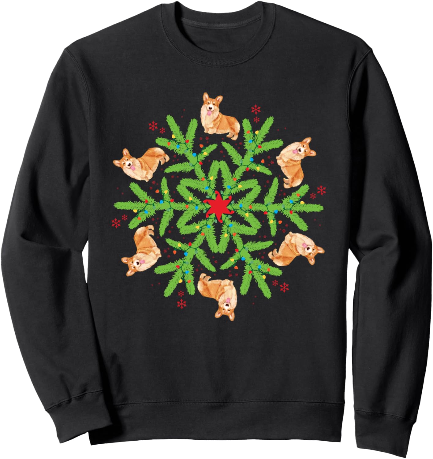 

Толстовка с рождественской снежинкой в виде валлийской пемброкской корги Christmas Corgi By Treaja, черный