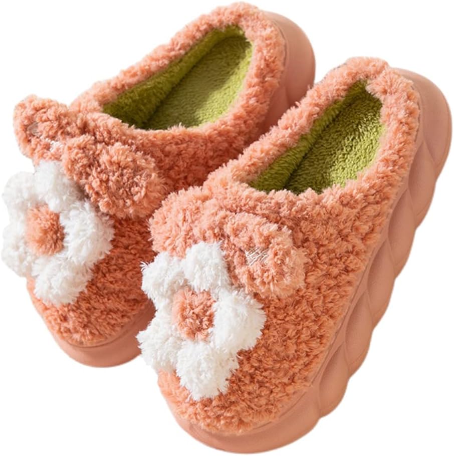 

Женские тапочки, взрослые, теплые плюшевые с цветами, для дома, с нескользящей подошвой, зимние, мужские хлопковые Wyike, красный