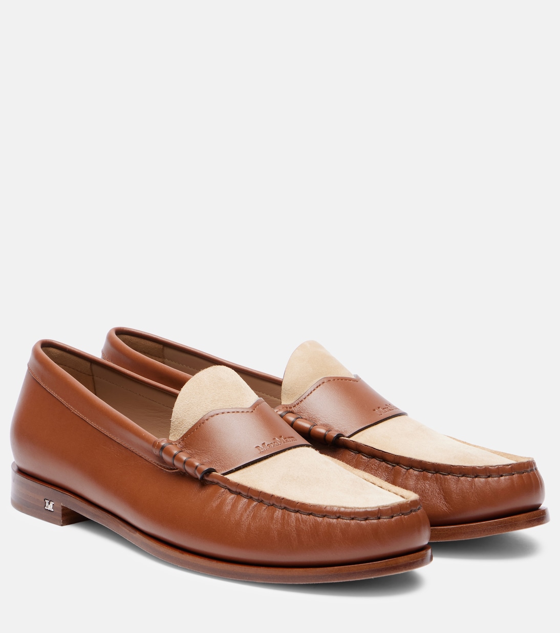 Кожаные лоферы с замшевыми вставками Max Mara, Ambra Marrone