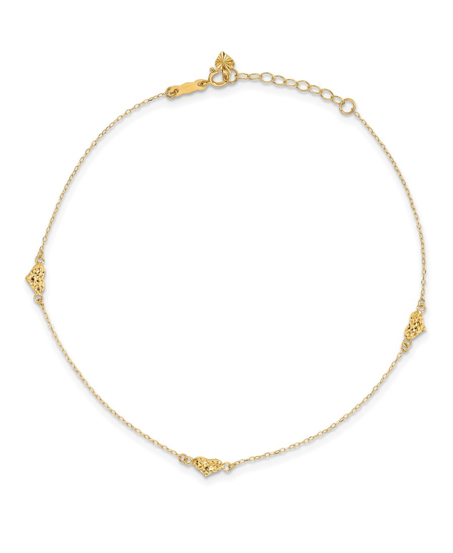 

Браслет с тремя объемными сердечками из желтого золота 14 карат Macy's, Gold