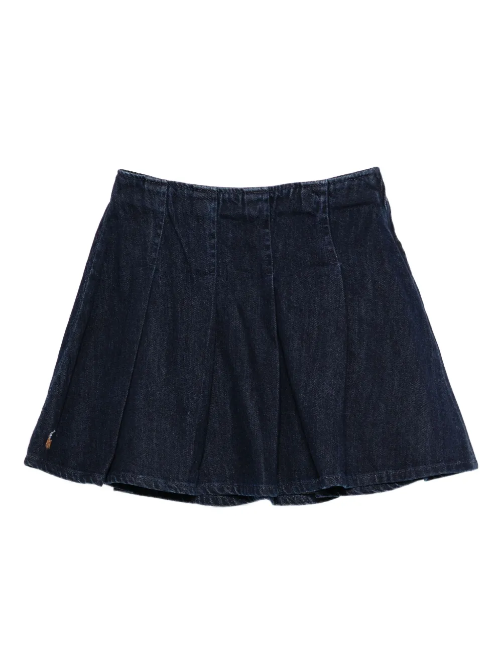 

Юбка из денима с вышитым логотипом и плиссировкой POLO RALPH LAUREN KIDS, синий