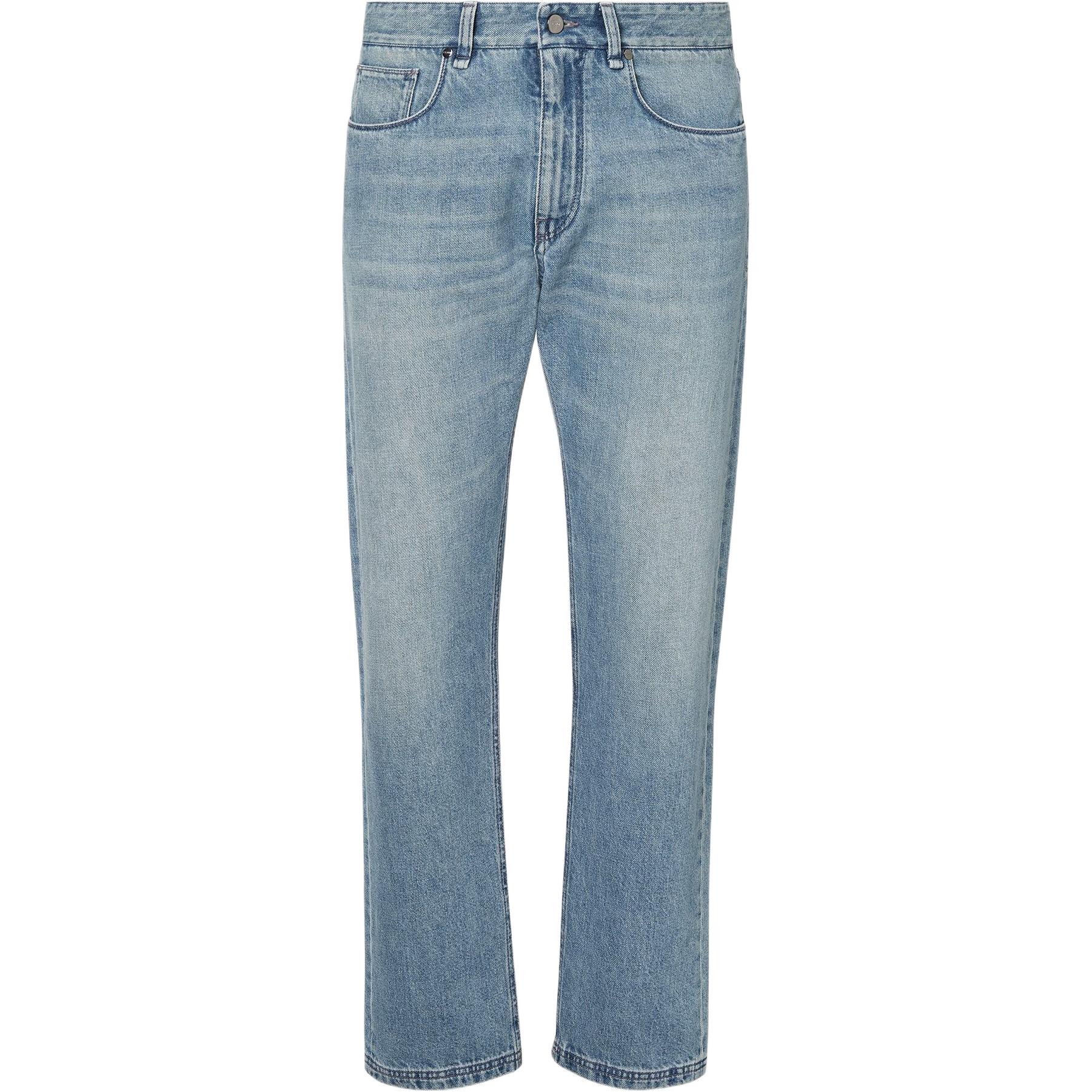 

Джинсы с эффектом потертости, пять карманов FENDI, светло-голубой