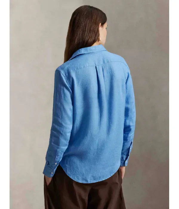 Льняная рубашка classic fit Polo Ralph Lauren, небесно-голубой — фото 3
