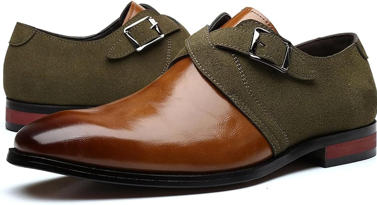 

Мужские классические оксфорды с двойной пряжкой Monk Strap, удобные деловые туфли-слипоны, современные повседневные лоферы для мужчин Xinduoyu, коричневый