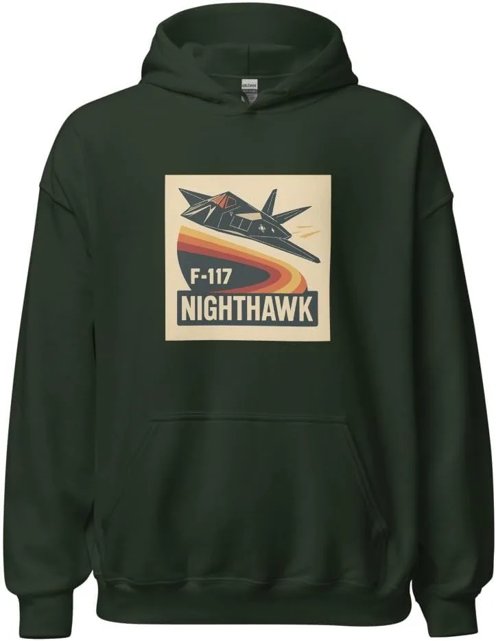 Толстовка Lockheed F-117 Nighthawk - худи в стиле ретро с изображением самолета-невидимки Generic, зеленый