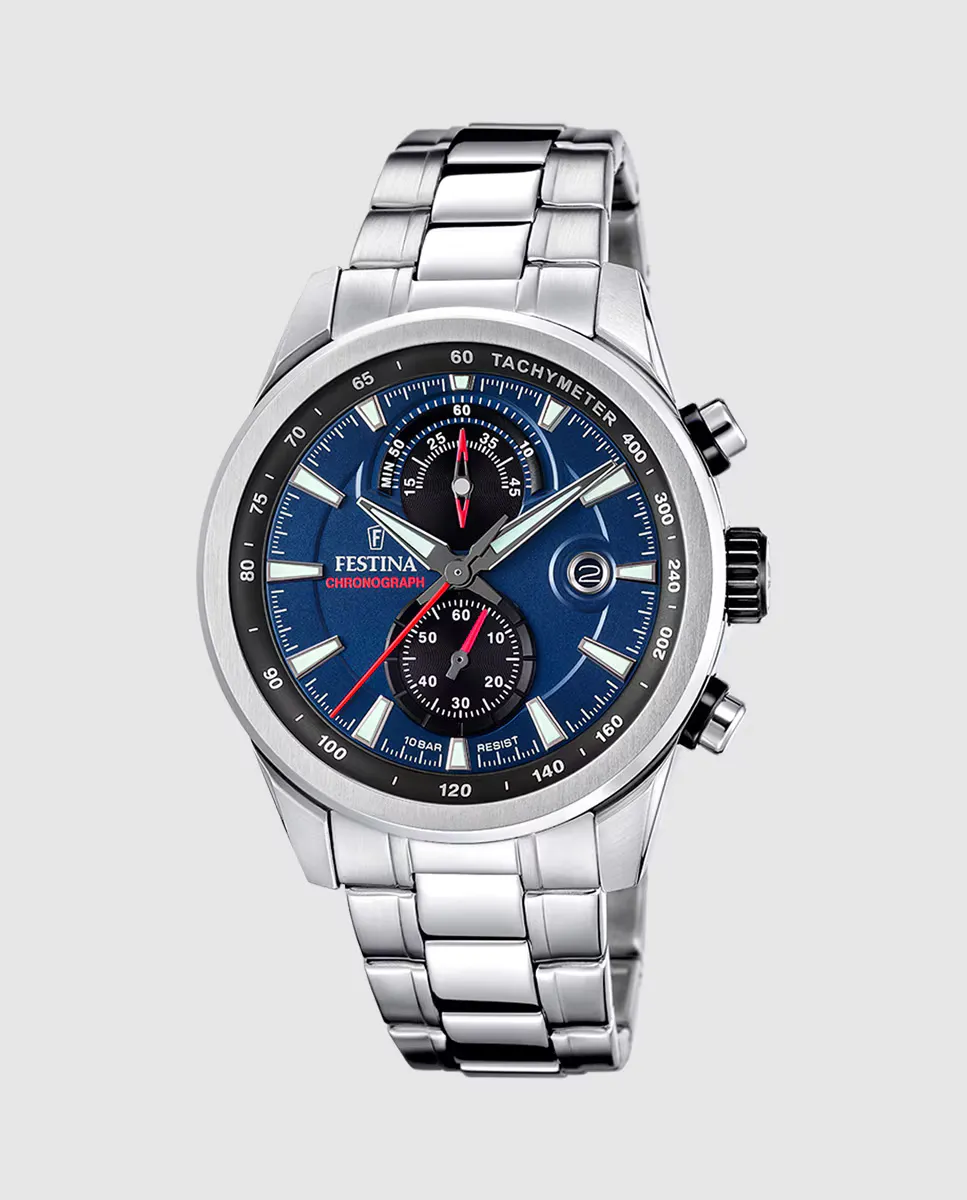 

F20694/5 Мужские часы Timeless Chronograph из серебряной стали Festina, серебряный