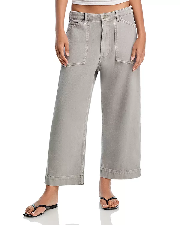 

Джинсы Georgia с высокой посадкой, укороченные, широкие, средне-серого цвета. Denimist, серый