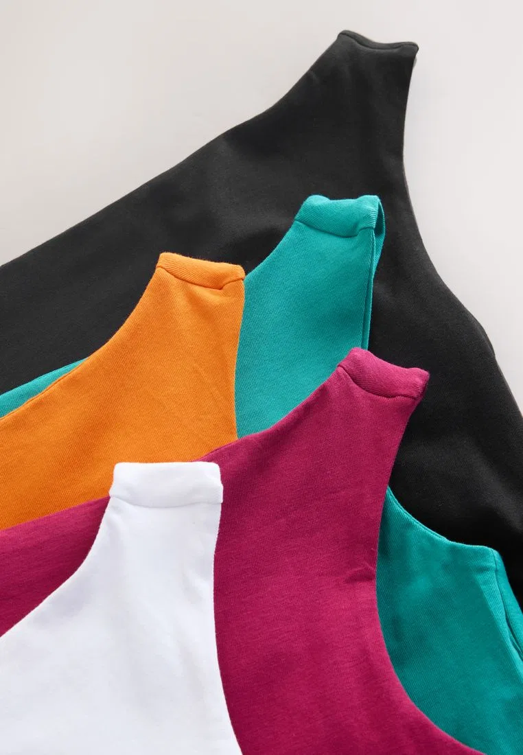 Топ без рукавов, квадратный вырез, набор 5 шт Next, белый/черный/оранжевый/фиолетовый/бирюзовый — фото 2