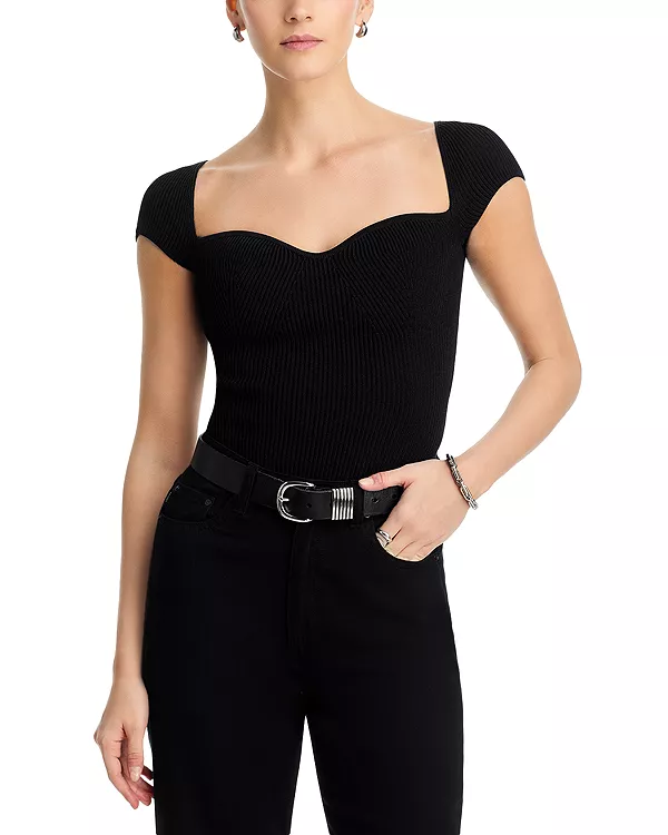 

Вязаный топ с ребристым верхом и сердечками от Instasculpt Dl1961, черный