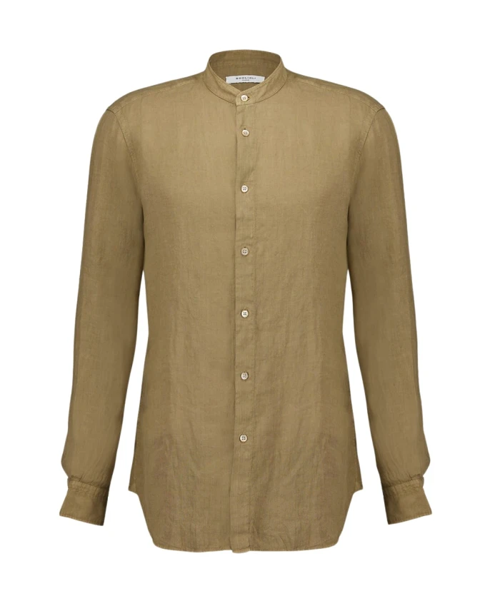 

Коричневая льняная рубашка, непринужденная элегантность Boglioli, коричневый