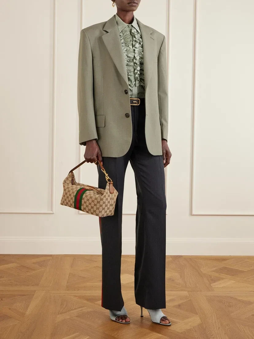 Клатч Ophidia из полосатого канваса с кожаной отделкой GUCCI, мультицвет — фото 2