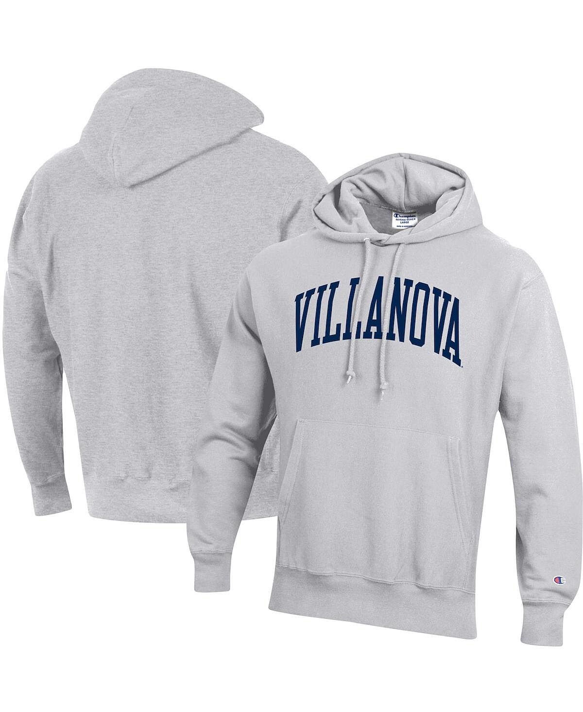 

Мужской серый пуловер с капюшоном Villanova Wildcats Team Arch обратного переплетения Champion