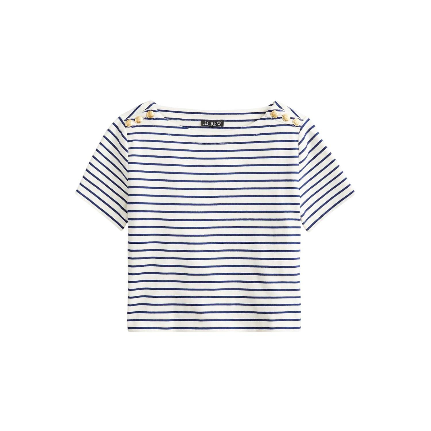 

Женская футболка с короткими рукавами из ткани Mariner в синюю полоску J.Crew