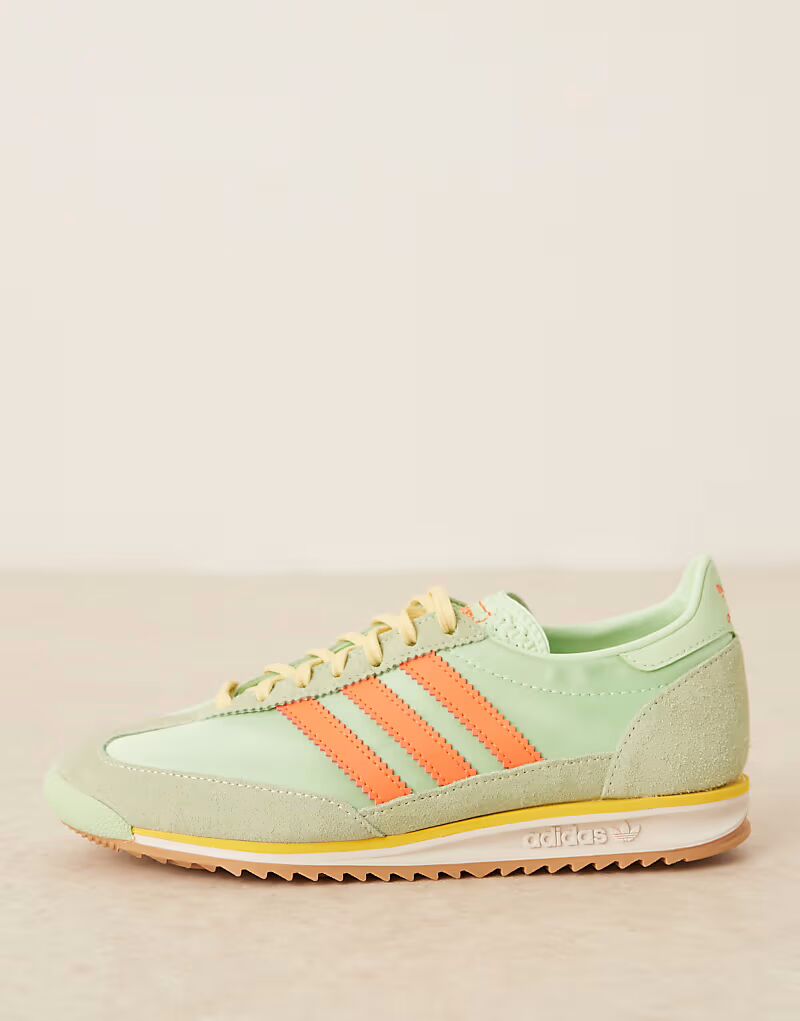 Кроссовки Adidas Originals SL 72 OG светло-зеленого и оранжевого цветов — фото 2