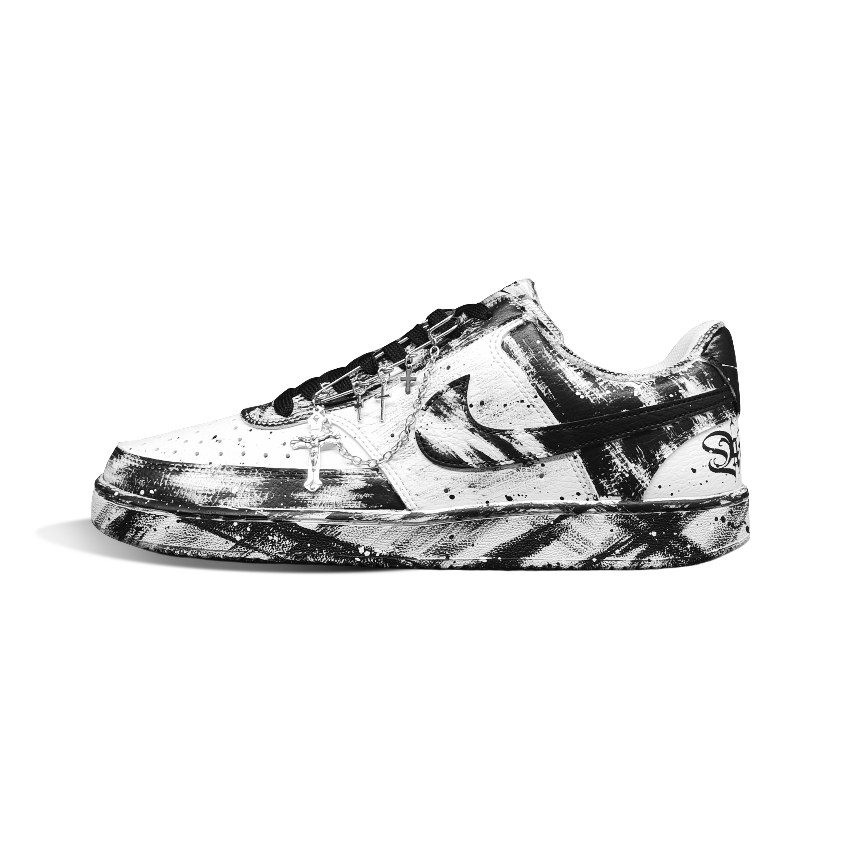 

Nike Кроссовки Court Vision 1 с низким верхом, амортизирующие, противоскользящие, износостойкие, для скейтбординга, мужские, черно-белые