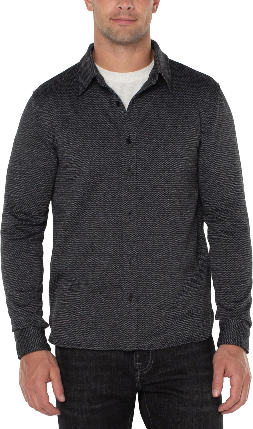 

Рубашка Liverpool Los Angeles Knit Button Up Long Sleeve Shirt, цвет Black Multi