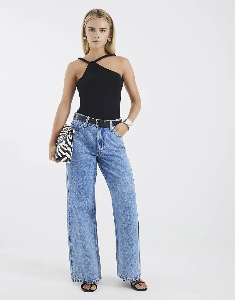 

Джинсы River Island Petite Petite свободного кроя прямого кроя из денима – светлые