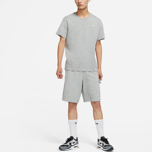 Футболка Nike Sportswear Solid Color Embroidered Logo Micro Mark Round Neck Casual Short Sleeve Gray, мультиколор — фото 3