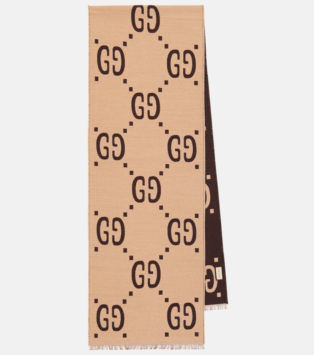 

Жаккардовый шарф с узором GG из шерсти и шелка Gucci, разноцветный