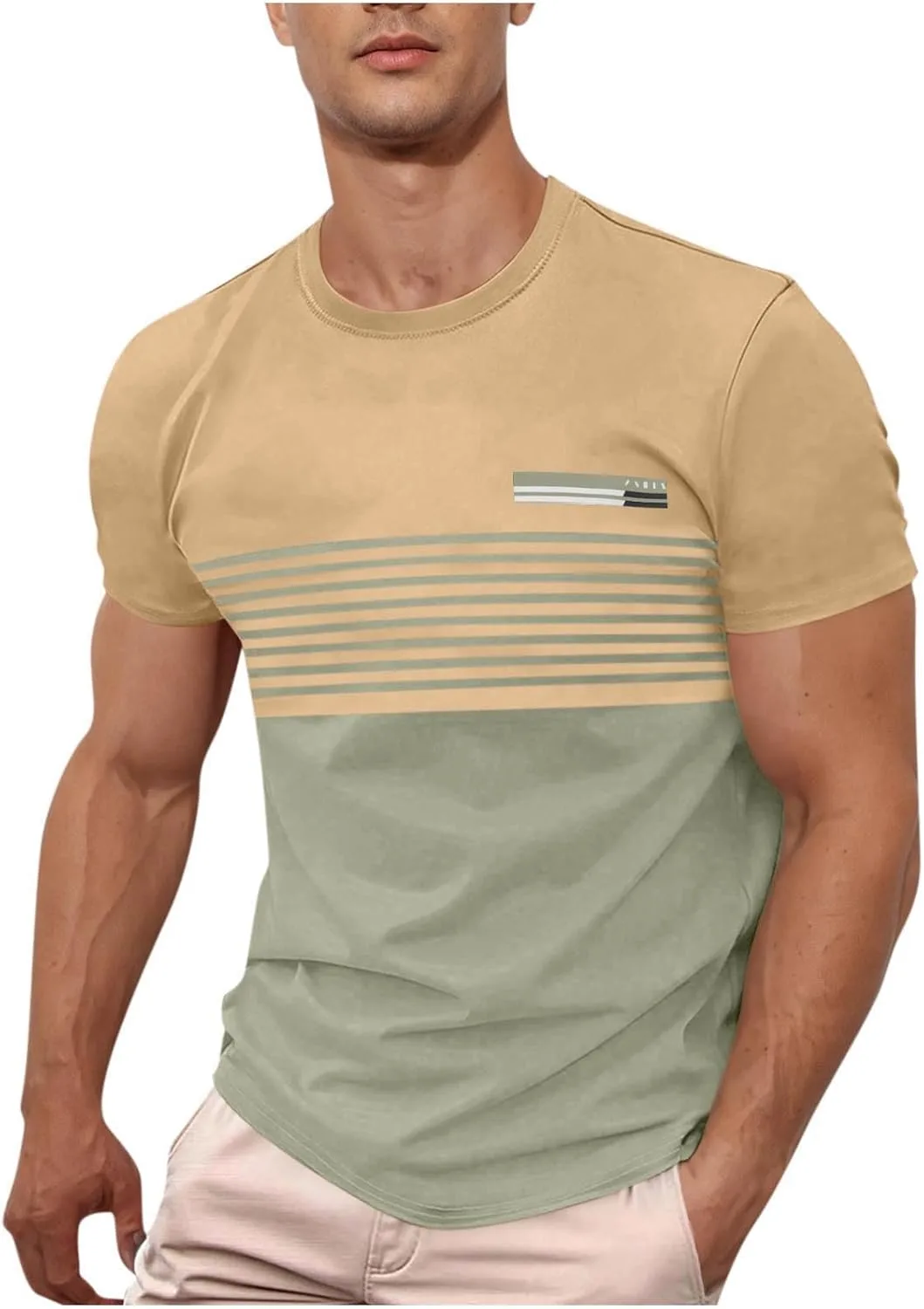 

Мужская футболка с коротким рукавом в полоску Color Block Sdeycui