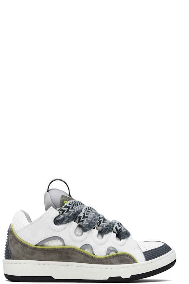 

Lanvin Кроссовки из кожи цвета слоновой кости и серого оттенка