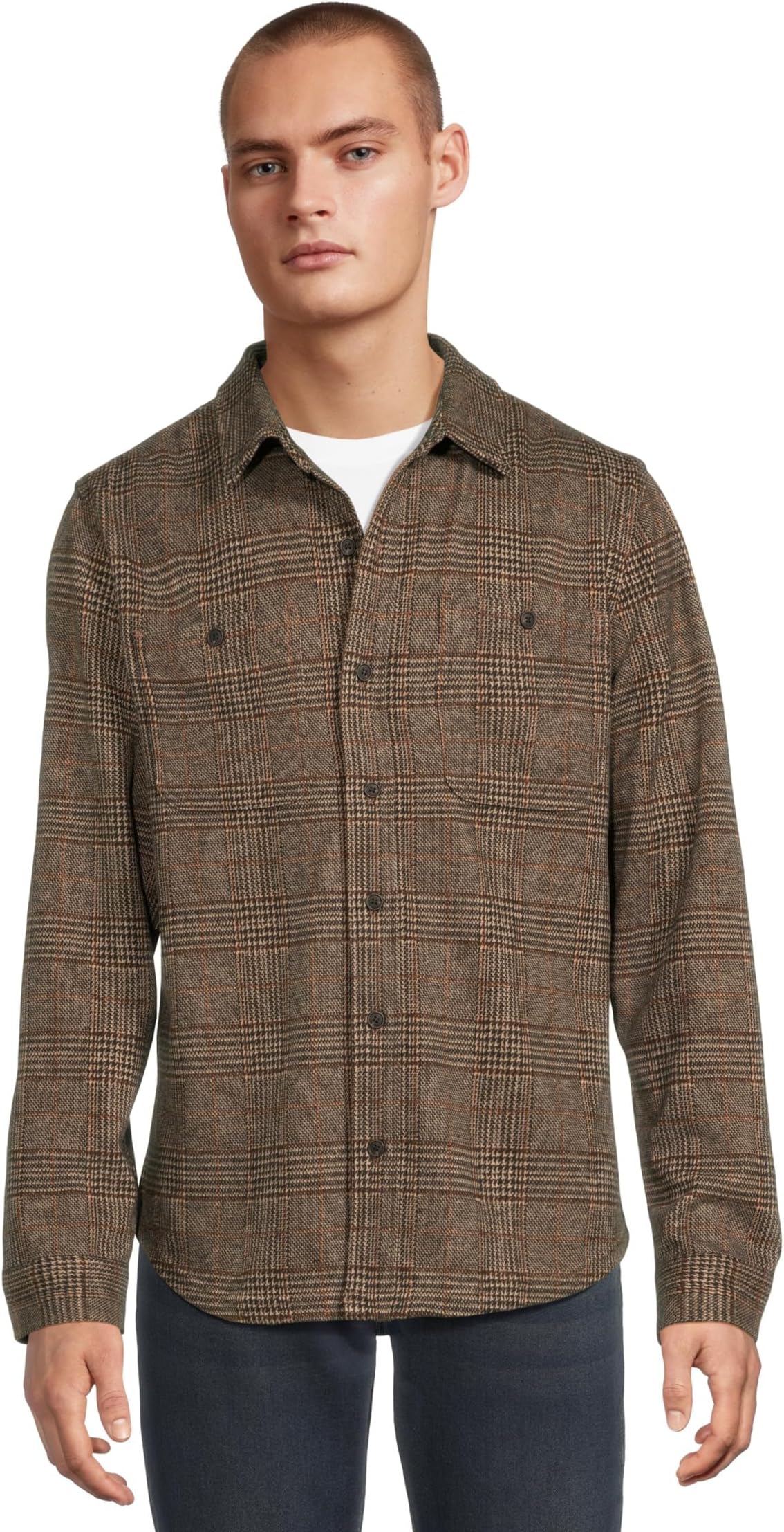 

Мужская трикотажная рубашка с длинным рукавом на пуговицах Liverpool Los Angeles, Taupe/Black/Rust Multi