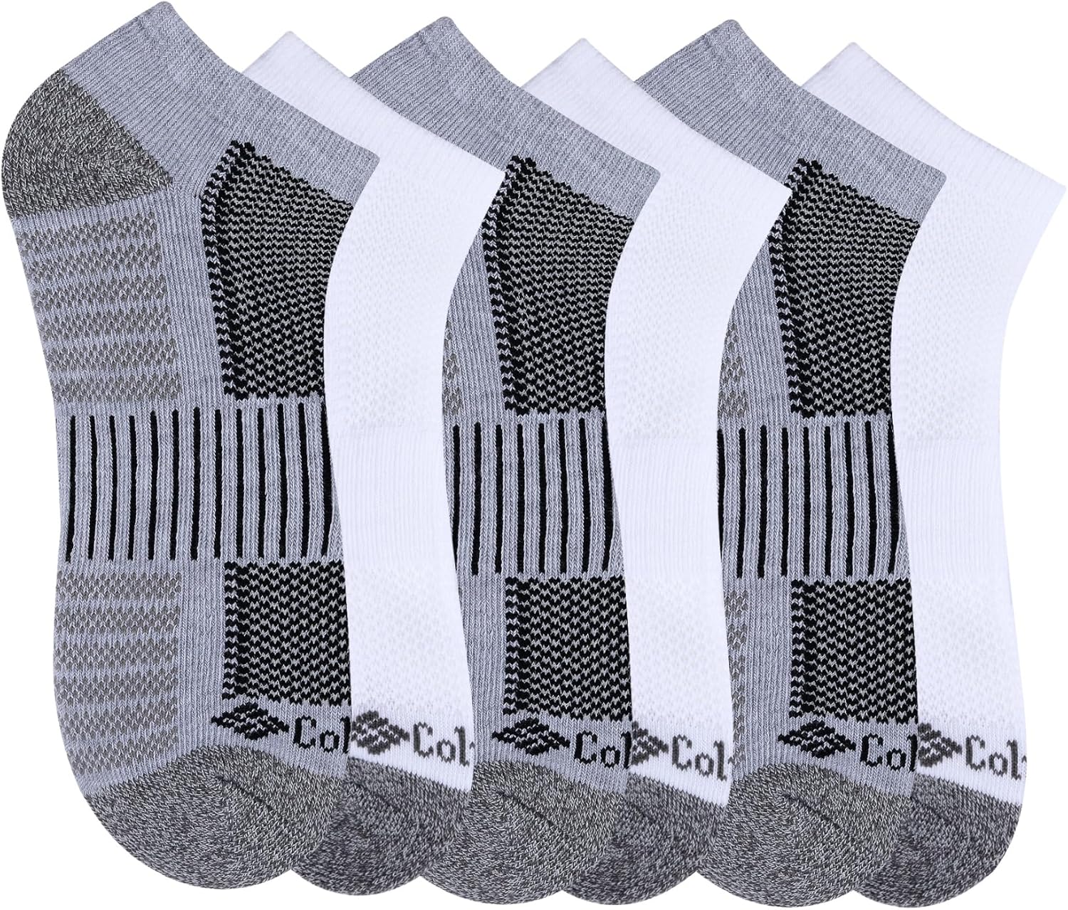 

Columbia Мужские носки 1/2 Cushion Quarter Arch Support Poly Blend, 6 пар, Grey/White