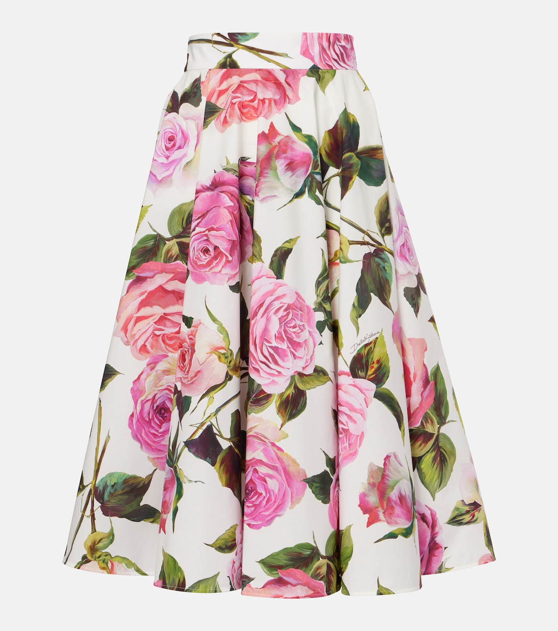 

Цветочная хлопковая юбка миди Dolce&Gabbana, Rose Rosa F.Bco