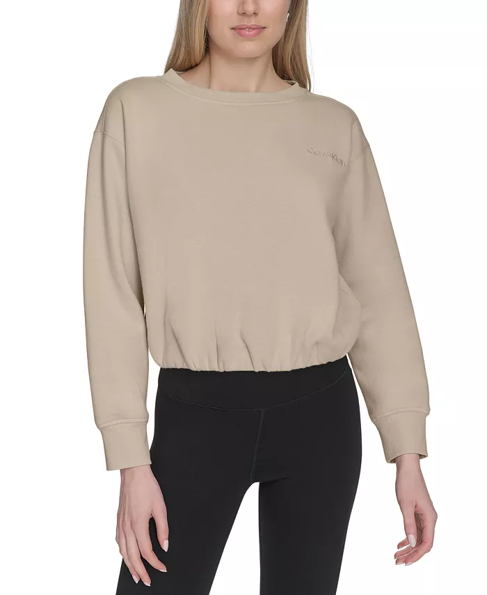 

Женский флисовый топ с логотипом и баской Calvin Klein, белый