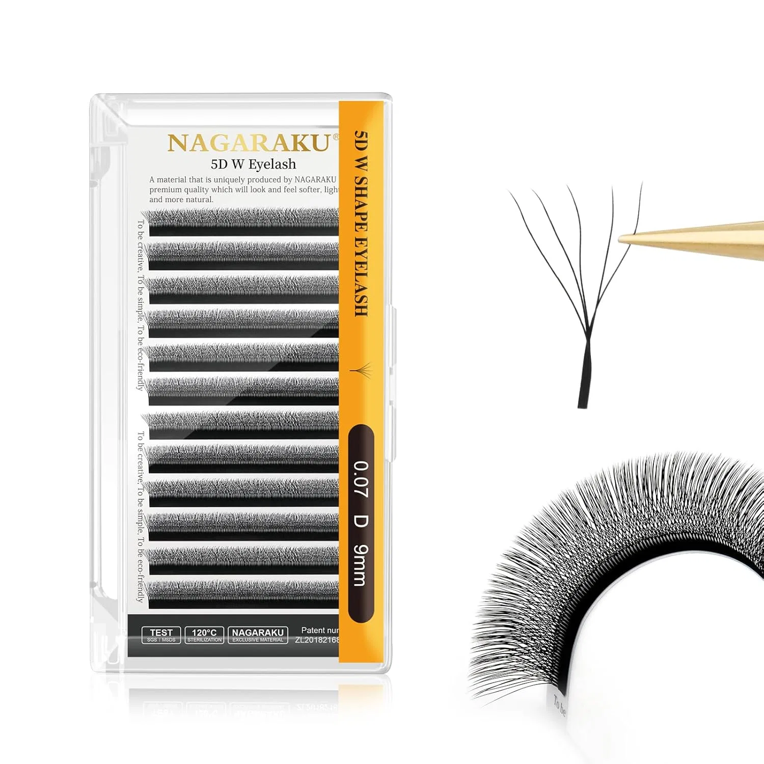 Накладные ресницы «5D W» от NAGARAKU Nagaraku, 0.07 D Black-5D W Lash