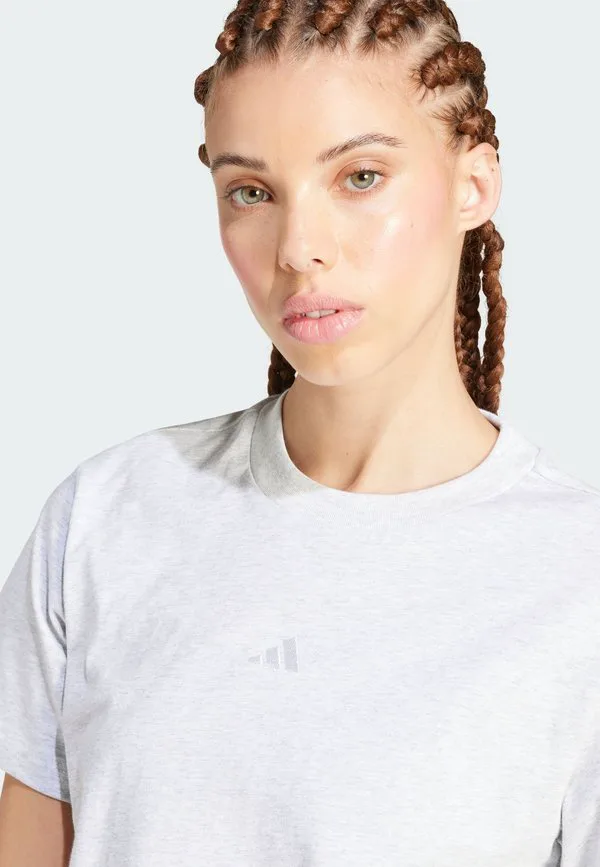 Базовая футболка essentials с небольшим логотипом Adidas Sportswear, Light Grey Heather/White — фото 3