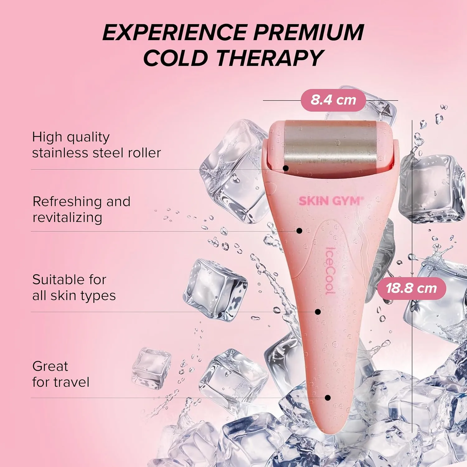 SKIN GYM IceCool - ледяной ролик из нержавеющей стали для лица - криотерапия для снятия отечности и покраснения, охлаждающий ролик для сужения пор и успокоения кожи., Icecool - Ice Roller — фото 4