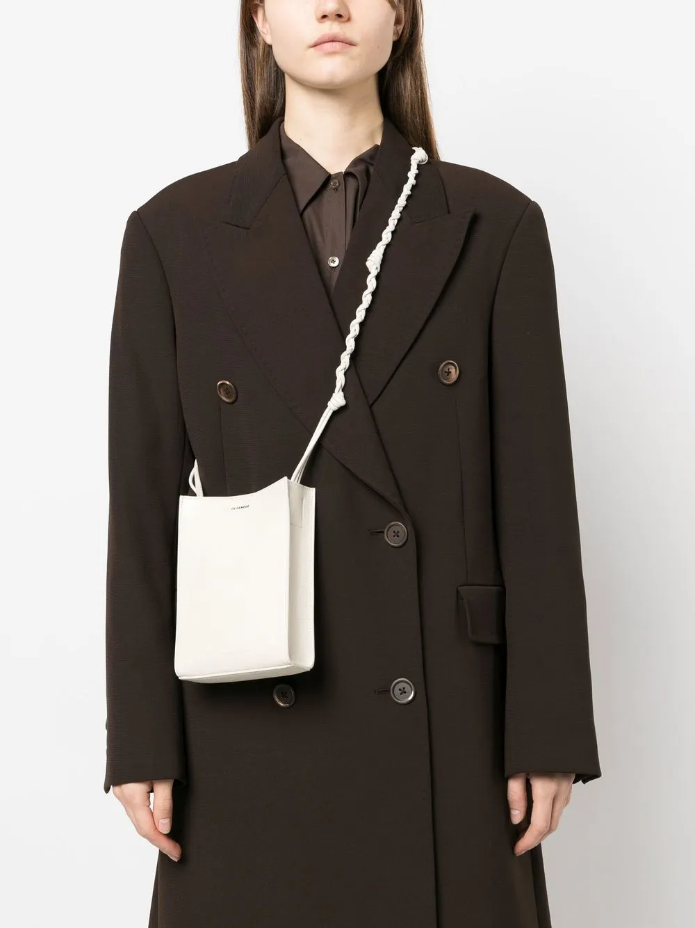 Сумка-сэтчел с тиснением под кожу крокодила JIL SANDER, нейтральный — фото 2