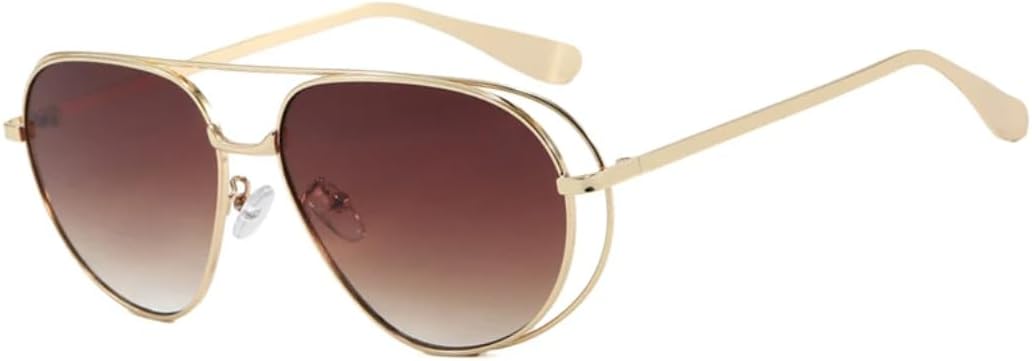 

Винтажные уникальные металлические солнцезащитные очки с двойной перемычкой для женщин и мужчин, защита от УФ-излучения UV400, в стиле панк TVTBBVV, Golden Tea Gradient