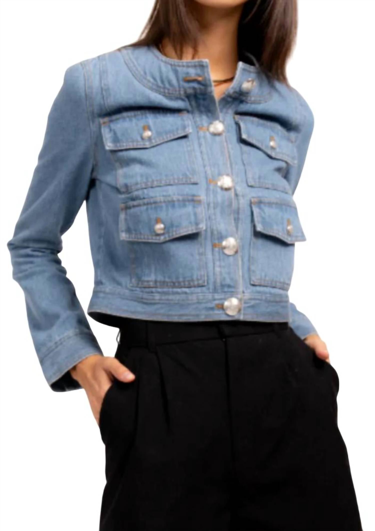 

Женская джинсовая куртка Liam Denim синего цвета Central Park West