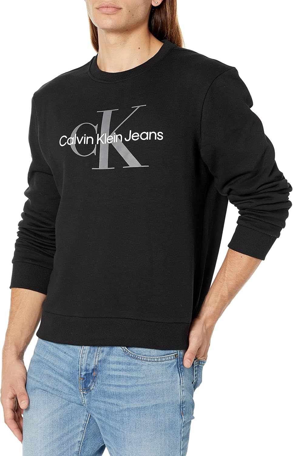 

Мужская толстовка с круглым вырезом и монограммой Calvin Klein, Black