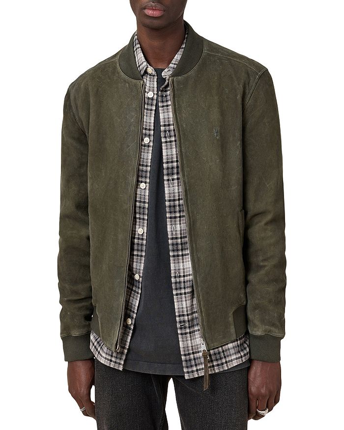 

Бомбер Buckley Regular Fit из вощеной козьей замши ALLSAINTS, зеленый