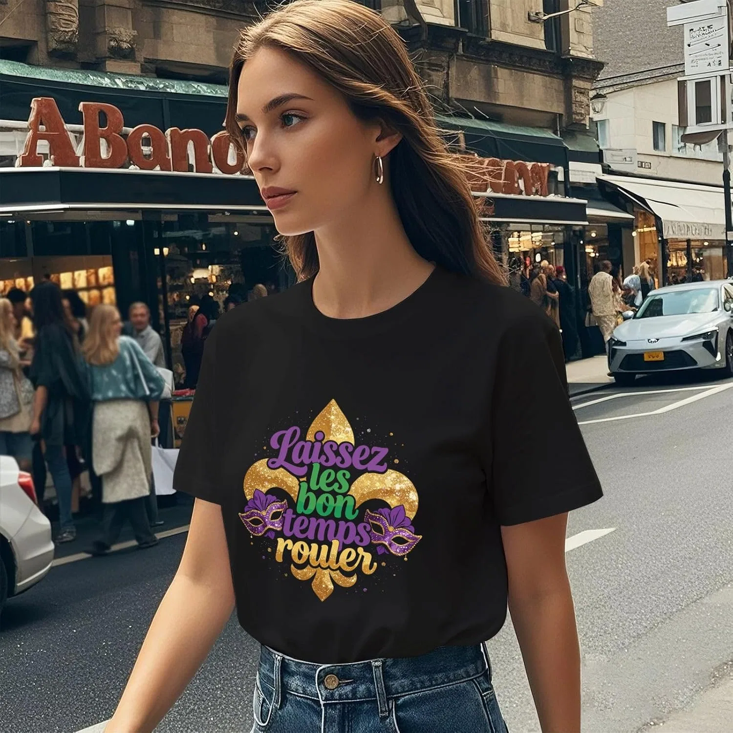 Футболка Laissez Les Bon Temps Rouler Mardi Gras 2026 Fleur De Lis для мужчин Generic, черный — фото 3