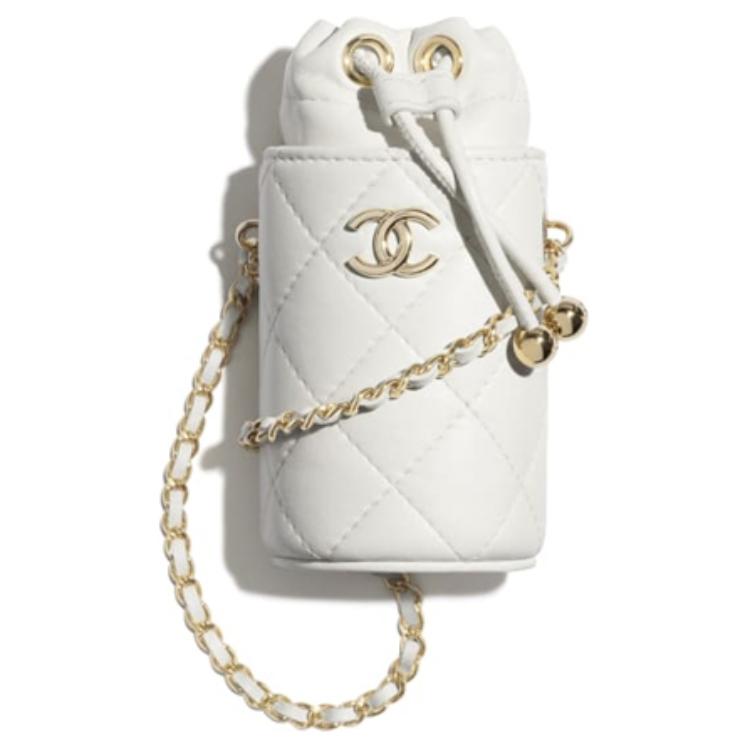 

CHANEL Сумка-ведро из овчины, сумочка для помады, кошелек для монет, чехол для мобильного телефона, сумка через плечо, женская мини-сумка белого цвета