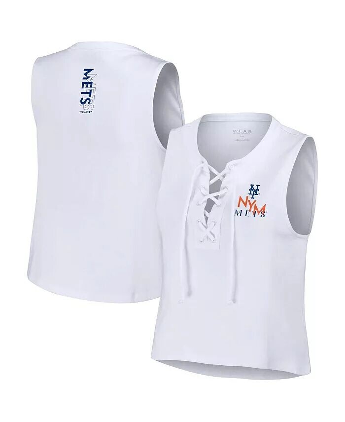 

Женская белая майка на шнуровке New York Mets Wear By Erin Andrews, белый
