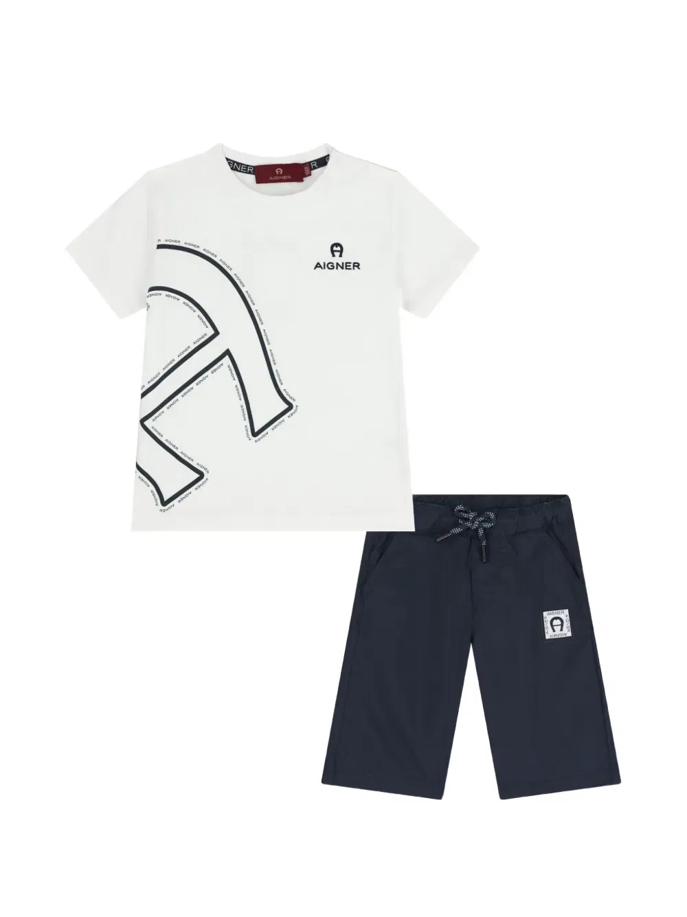 Короткий комплект с логотипом Aigner Kids, белый