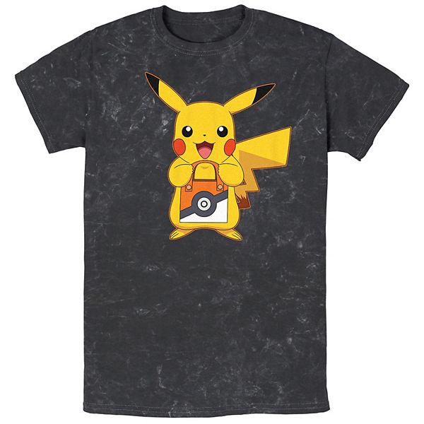 

Мужская футболка pokémon pikachu treat pokeball bag mineral wash Licensed Character